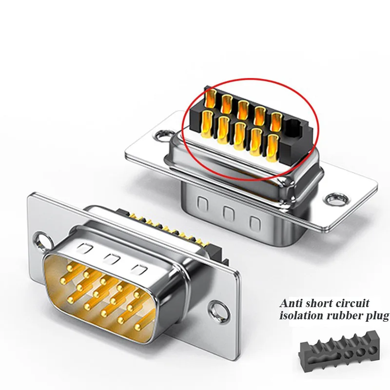 VGA Soldering Connector 3 Rows 15Pin Head Joint 90 Degree Shell Display Plugs Industrial Grade HDB15 Male Female Connectors