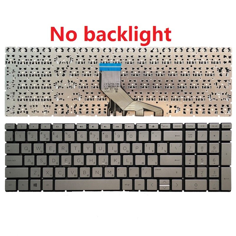Russian/RU Laptop keyboard For HP Pavilion 15-DA 15-DB TPN-C135 TPN-C136 250 G7 255 G7 15S-DU 15-DY 15S-DY 15-DW 15-CS TPN-C139: silver No backlit