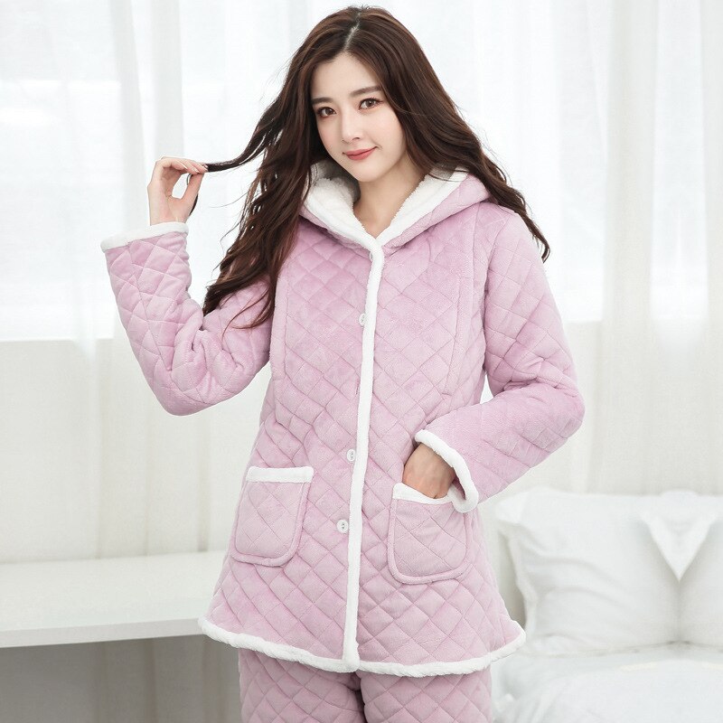 Gravid natttøy til amming koreansk høst vinter fortykket flanell cardigan ammeklær gravid pyjamas dress