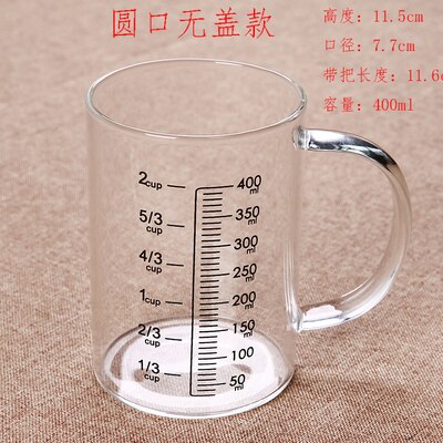 Taza medidora de vidrio resistente al calor, taza de leche para niños, horno microondas, taza de agua, cubierta transparente: 05