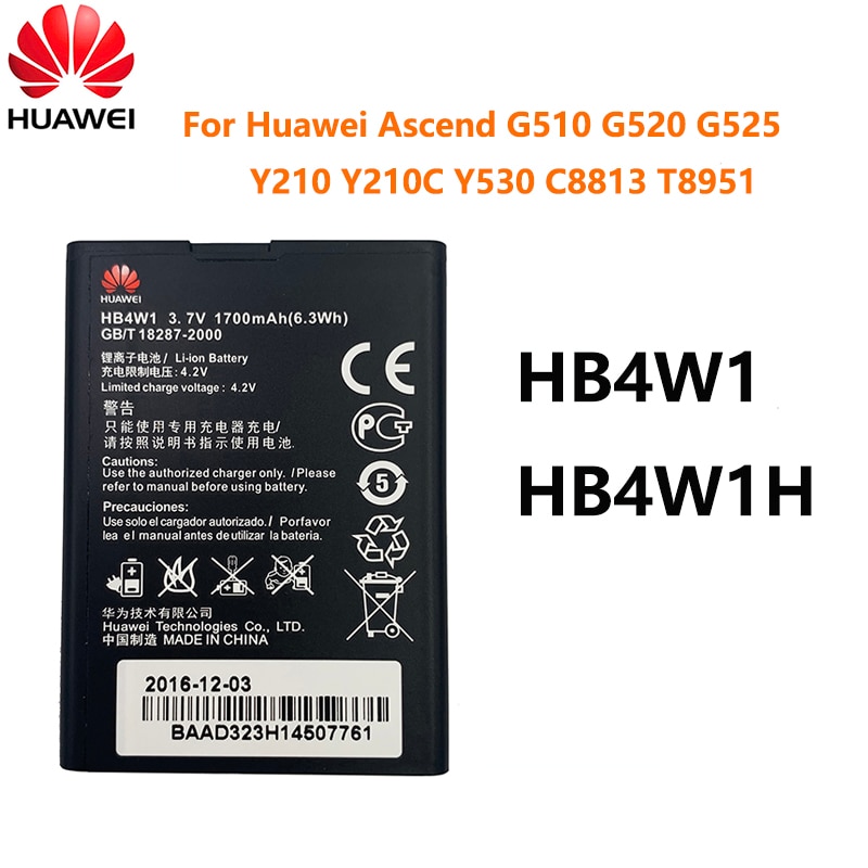 100% Batteria originale Hua Wei ascendere G510 G520 G525 Y210 Y530 U8951 T8951 mobile Telefono Bateria HB4W1H HB4W1 1700mAh
