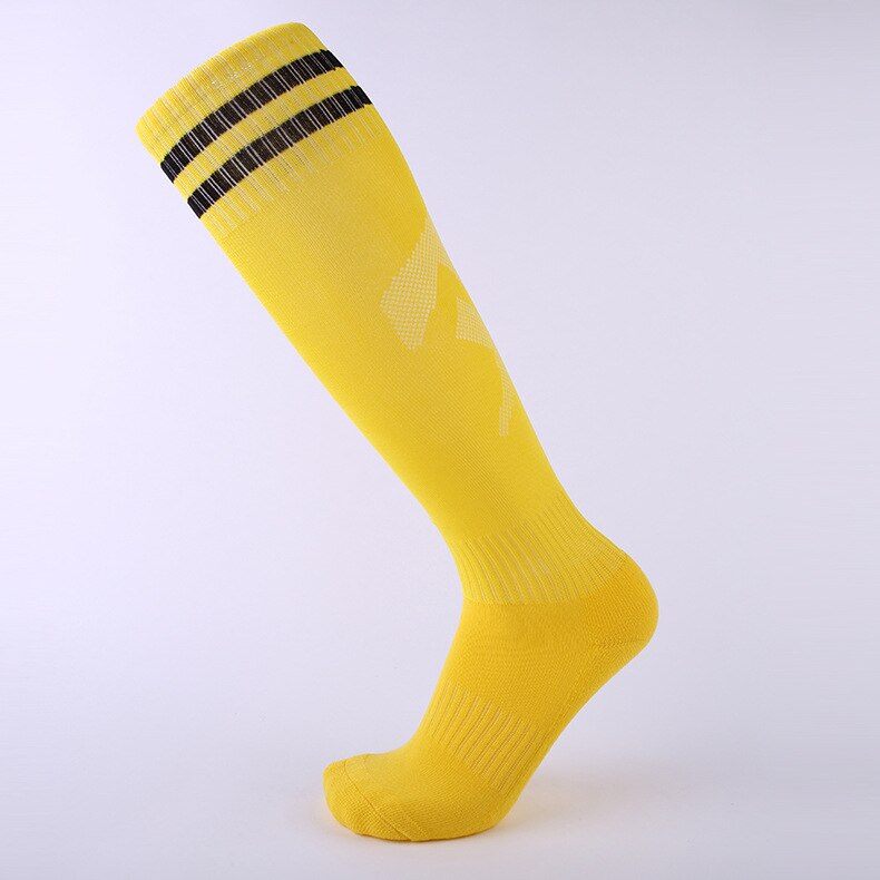 14 Color Non-slip Soccer Socks Kids & Adult Knee High Long Cotton Sport Football Team Socks Thick Towels Comfortable: Yellow / Adult (EU 37-45)