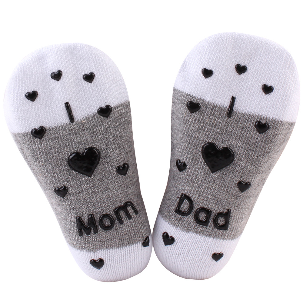 Baby Sokken Rubber Dot Bodem I Love Mom I Love Dad