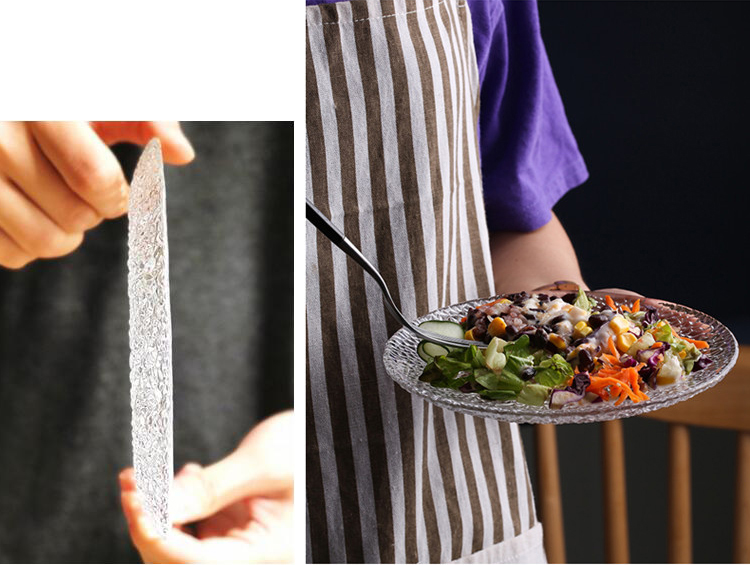 9.5 inch, rain embossed glass dinner plates, charger plates, buffet serving platter, for dessert cake wedding