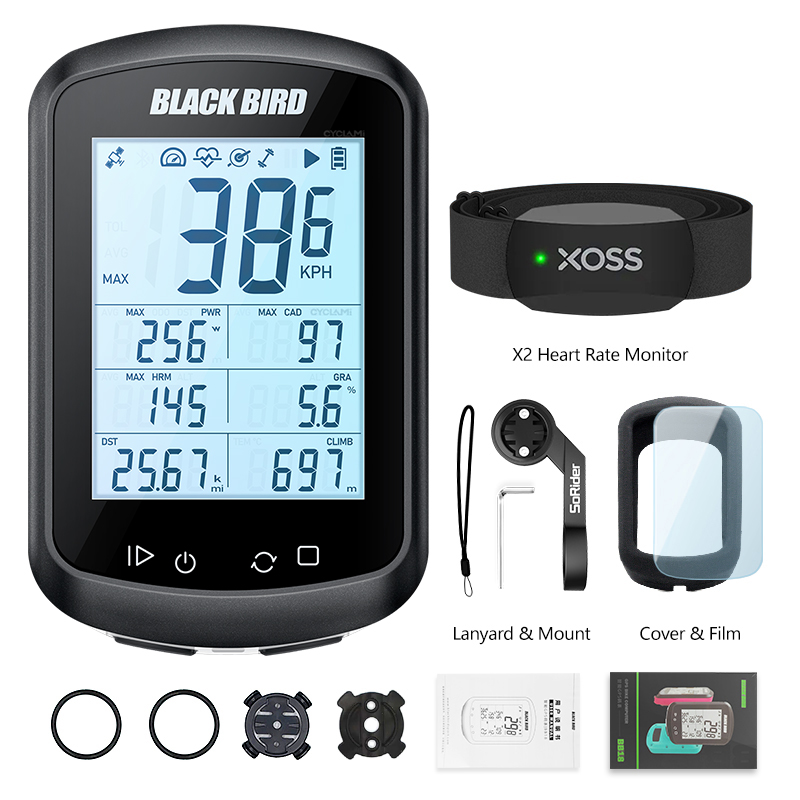 Blackbird-Ordinateur de vélo GPS BB18, compteur de vitesse sans fil, cycle de cyclisme, odomcirculation, compteur de vitesse de vélo, capteur XOSS, moniteur: Gris clair