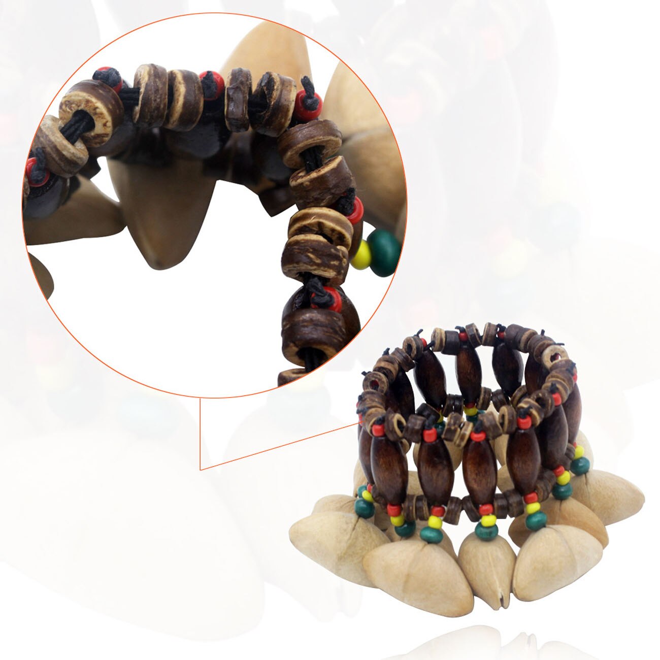 Nuts Shell Bracelet,African Drummer Bells Dance hand bell shell African drummer string Drum Musical Instrument Bell Accessories