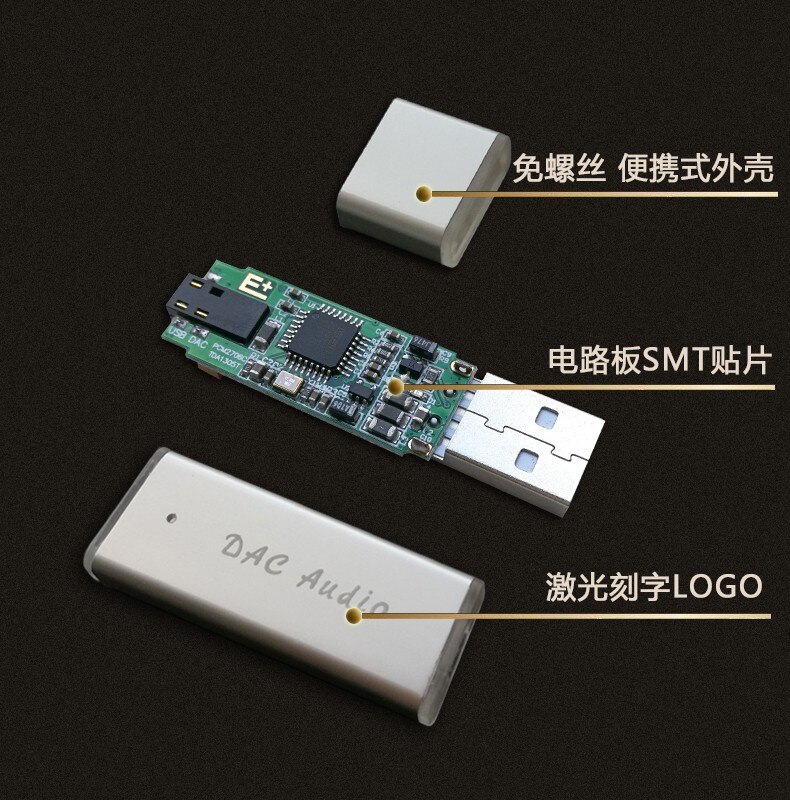 USB External Hifi Sound-Card PCM2706+TDA1305 High Fidelity DAC Mobile-Phone OTG Ear Amplifier Decoder