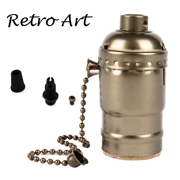 Antique vintage Edison Bulb Holder/LampHolder with zipper switch E27 110V-240V: Bronze / E26