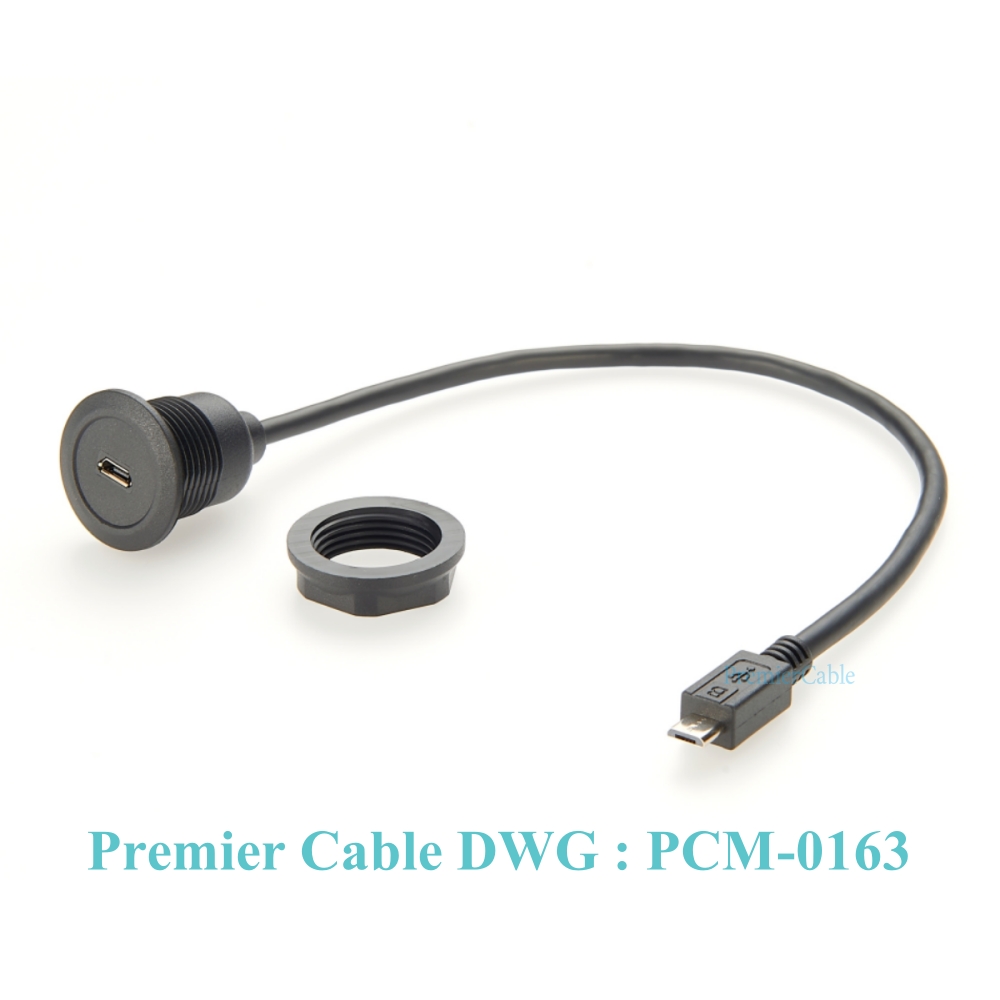 Câble d'extension micro USB mâle vers femelle, convertisseur, encastré, adaptateur, passe à travers, montage sur panneau: Default Title