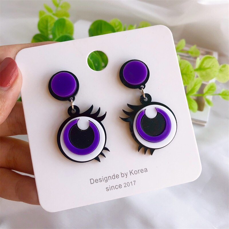 Pendientes acrílicos para mujer, pendientes geométricos de media ronda con ojos de Alien, pendientes irregulares de exageración, producto en oferta: 8