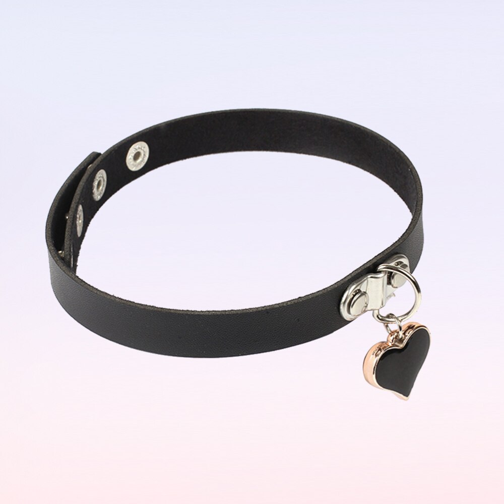 Leren halsketting, stijlvolle verstelbare gothic choker ketting, accessoires voor dames (zwart)