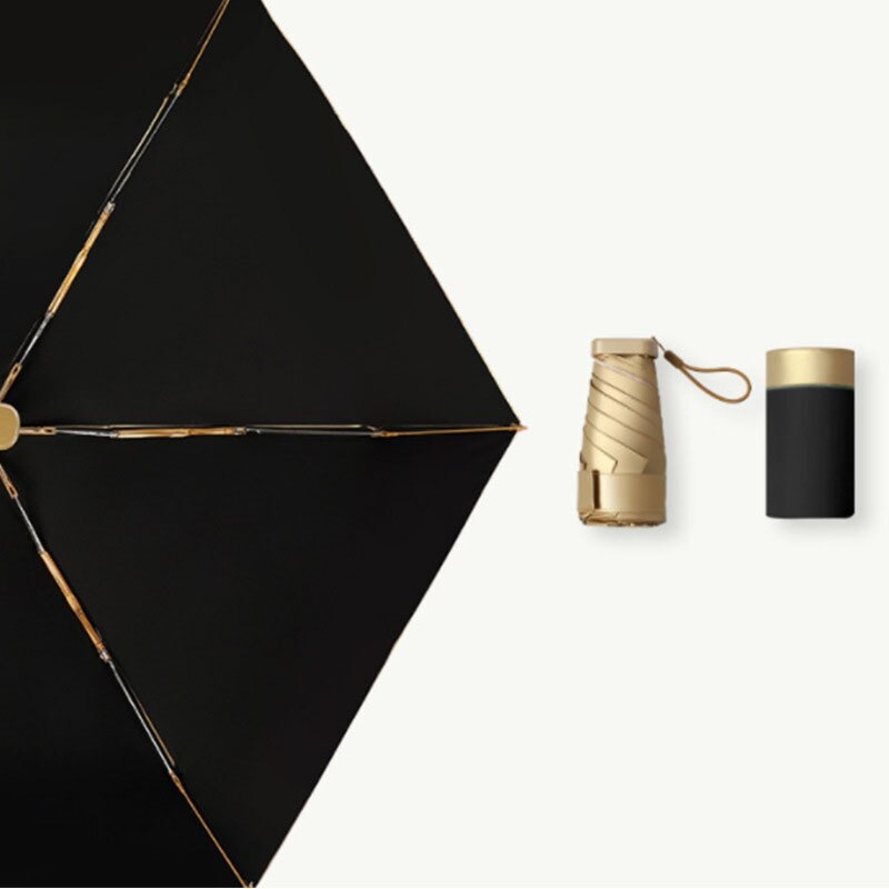 Mini Gold Umbrella Flat Five Fold Umbrella Pocket Umbrella Folding Sunny Rain Dual-use Portable UV Sunscreen Umbrella: E