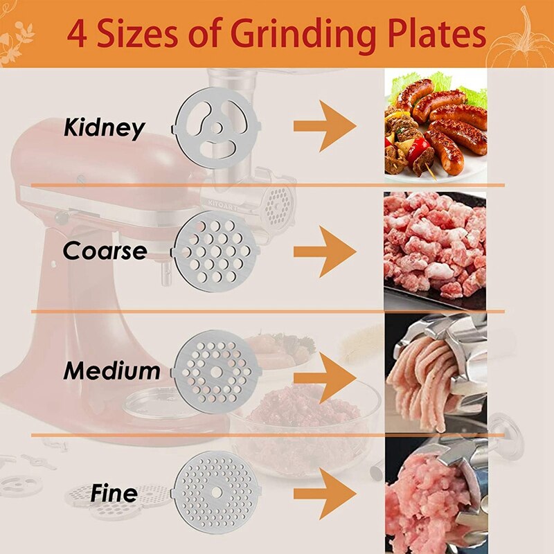 Metal Food Grinder Attachment for KitchenAid Stand Mixers, Meat Grinder Attachment Set