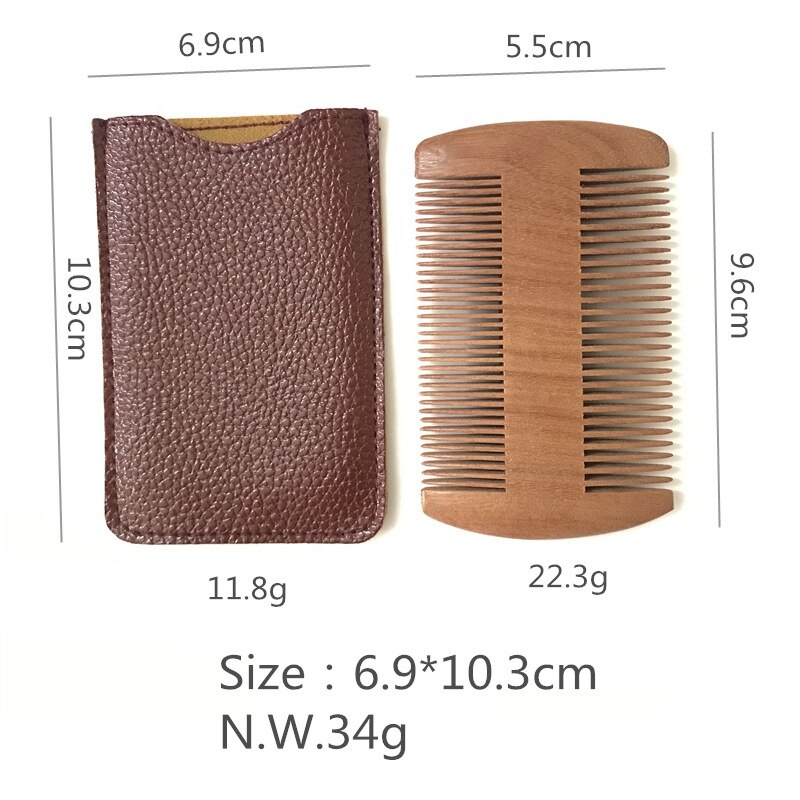 Wooden Beard Comb Natural Sandalwood Beard Comb with Fine &amp; Coarse Teeth - Anti-Static Pocket Comb for Everyday Carry