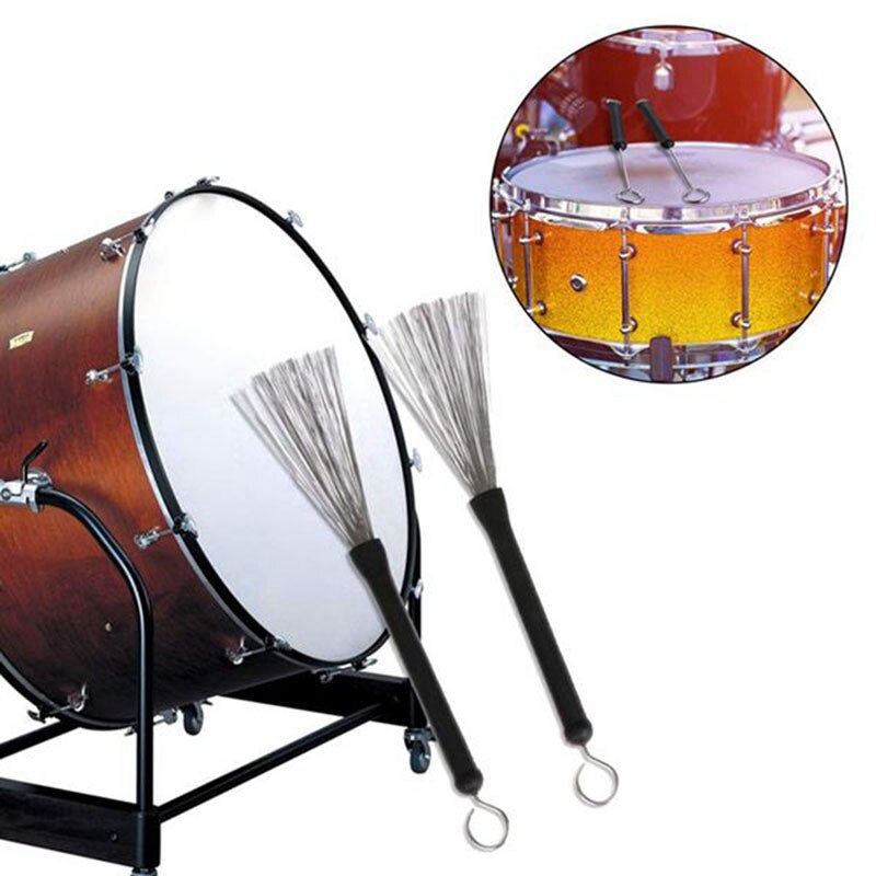 Juego de palos de tambor, varillas de tambor de madera de arce, cepillos de alambre de tambor retráctiles, cepillo de palos de tambor, varillas de tambor