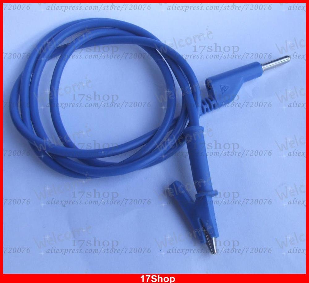 1 stks Koper 4mm banana plug Alligator clip siliconen Voltage probe Kabels: Blauw