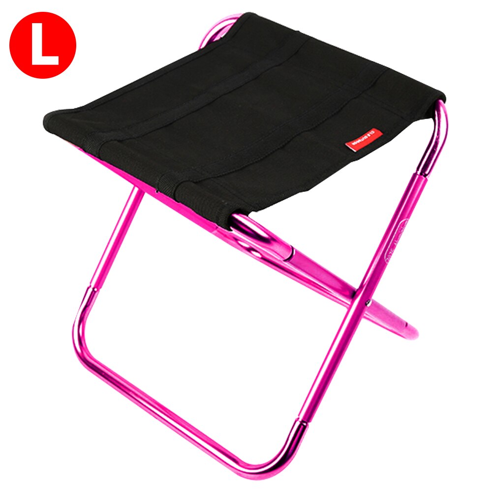 sfit Outdoor Foldable Fishing Chair Ultra Light Weight Portable Folding Camping Aluminum Alloy Picnic Fishing Chair with Bag&: rose red L
