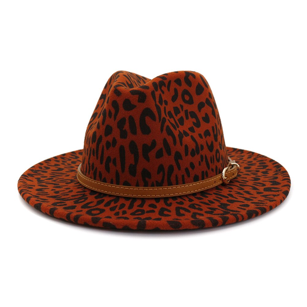 Leopard jazz hatte cowboy hat til kvinder og mænd vinter mænd kasket hvid sort uld bowler hat: 3