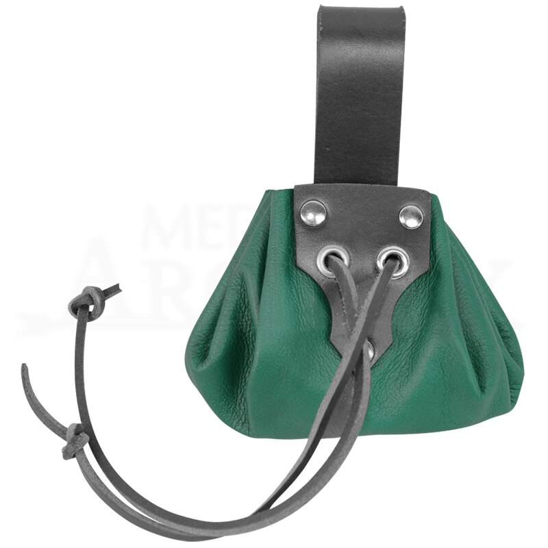 Monedero de cuero con cordón para hombre y mujer, cartera Vintage Medieval con Larp, accesorios de disfraces de pirata vikingos celtas, monedero con cinturón: Green pouch
