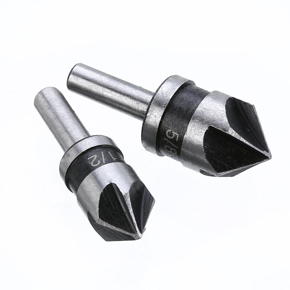 Jeu de chanfreinage à cinq bords, tige hexagonale à 90 degrés, acier au carbone HSS, 2 pièces