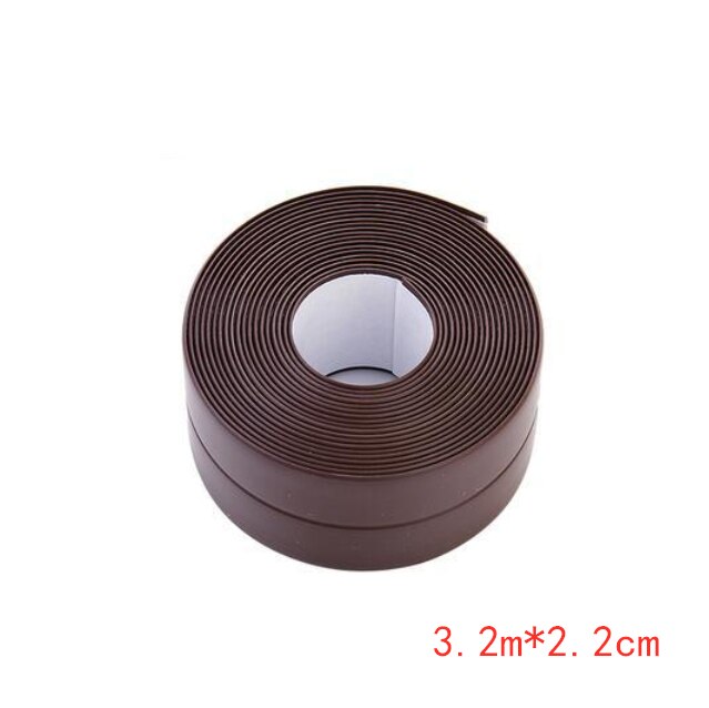 Bande adhésive de scellage en PVC blanc, autocollant mural auto-adhésif pour salle de bain, douche, évier, cuisine, 1 pièce: 3.2m x 2.2cm Brown