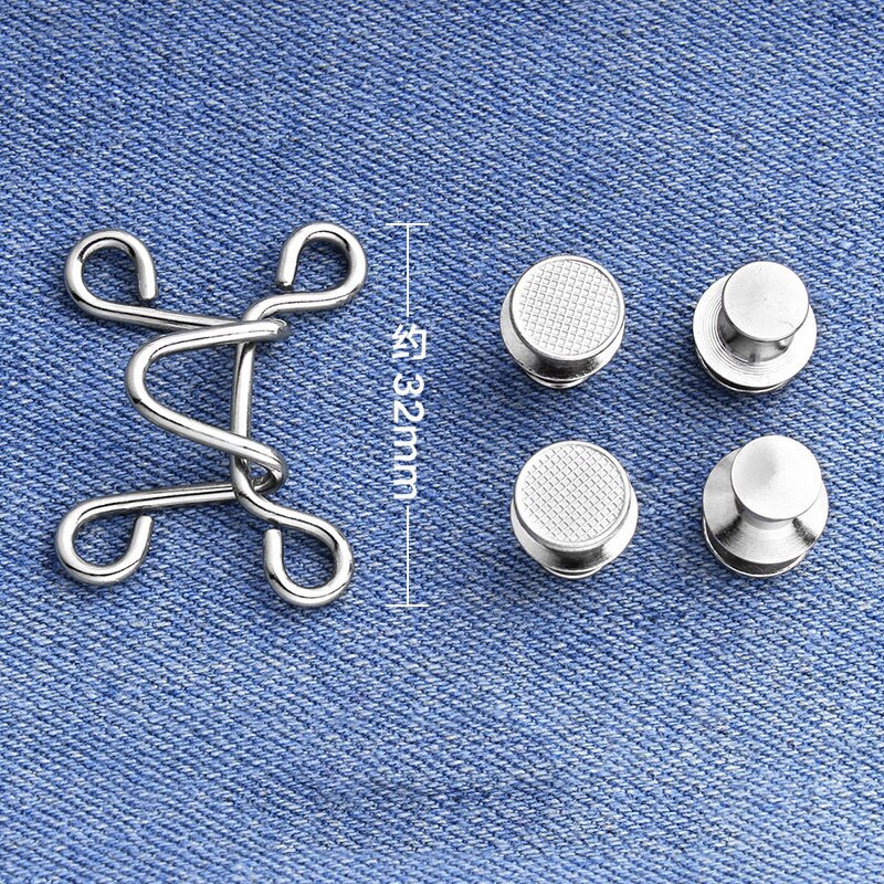Bouton de Rivet amovible en métal, crochets à vêtement, jean, réglage de la taille, boucle Invisible, bricolage, 27mm 32mm: silver 32mm