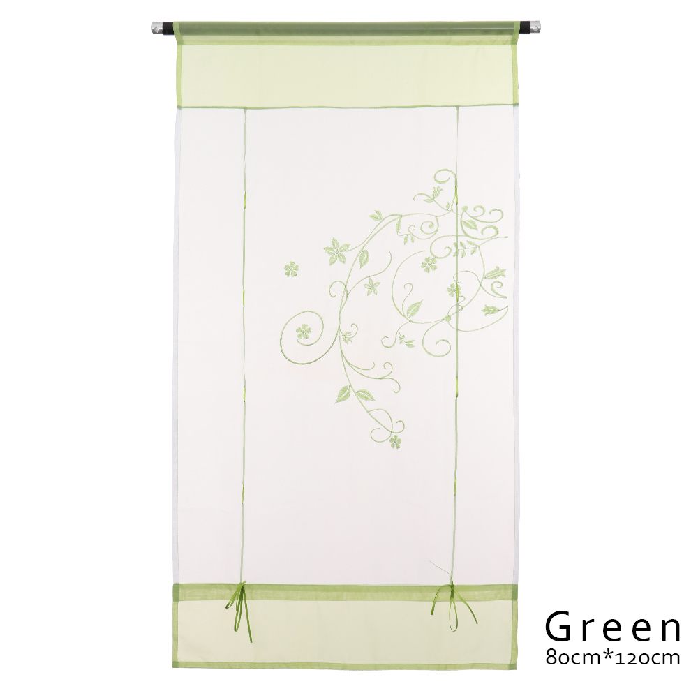 1pc romerske persienner vindue tyl voile gardin populært flot gennemsigtigt polyester gardiner broderet pastoral gardin boligindretning: 80cm x 120cm grønne