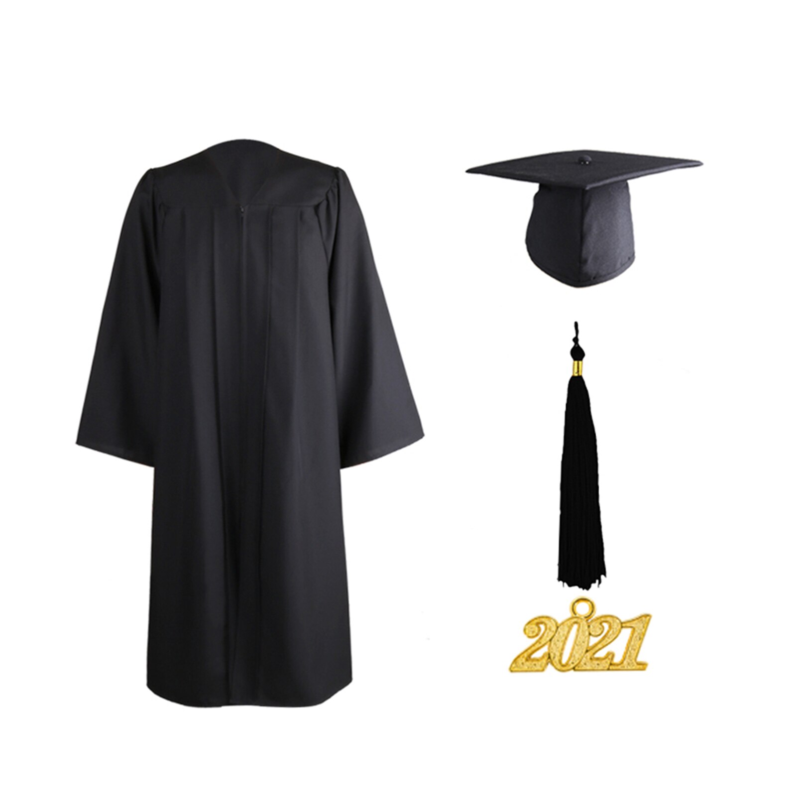 Unisex Adult Graduation Gown Choir Robes Cap Clothing Set For High School And Bachelor Graduate Collage Student Uniform: Black / XL