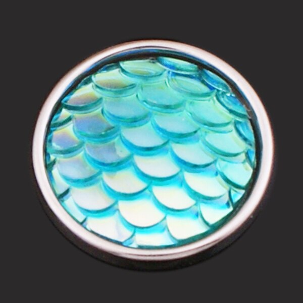 SZ6402 Glitter Mermaid Ronde Ananas 18Mm Hars Drukknoop Voor Snap Sieraden Goede: blue
