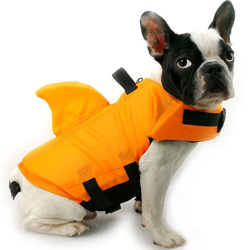 Dog Life Vest Summer Shark Pet Life Jacket Dog Surfing Swimming Suit Pet Safety Cloth Vacation Oxford Breathable French Bulldog: Yellow / XL 28-40KG