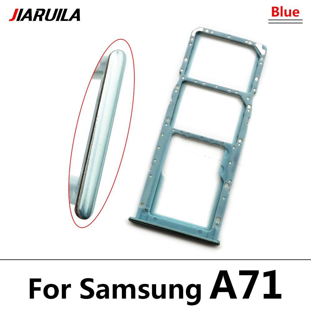 Dual-Card Sim Tray Holder For Samsung Galaxy A12 A31 A51 A71 A125F SIM Card Tray Slot Holder Adapter Socket Repair Parts: A71 blue