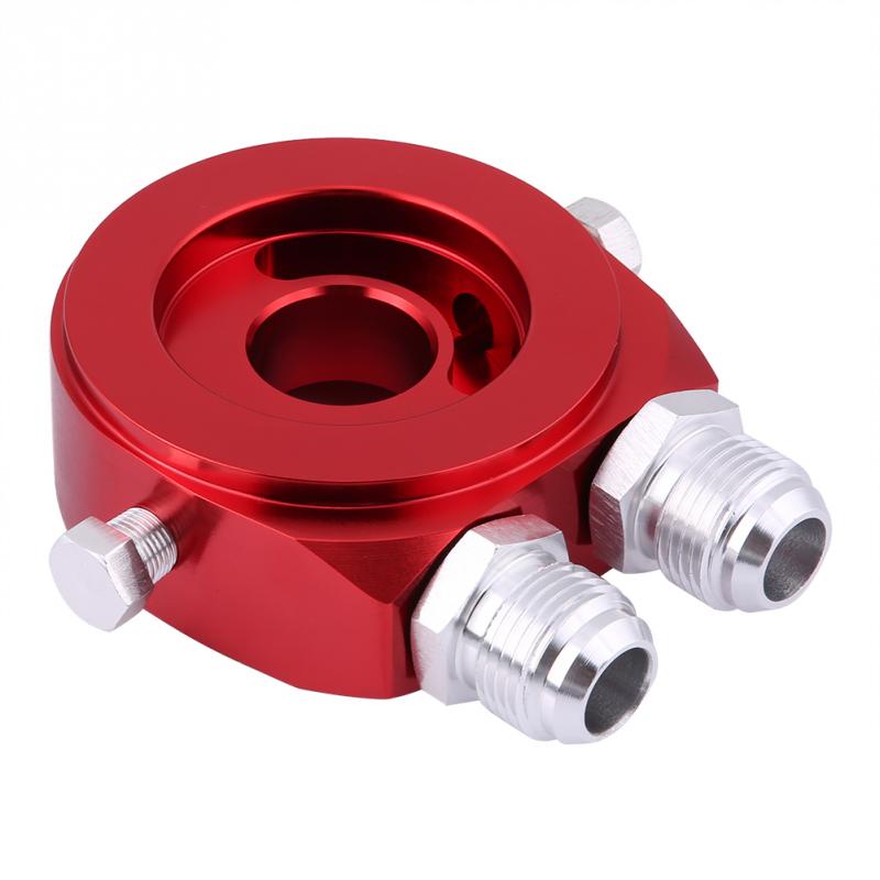 Filtro de aceite de aluminio M20 x 1,5, adaptador de placa sándwich, Kit de enfriador de aceite 18 NPT, adaptador sándwich, indicador de aceite, novedad: Rojo