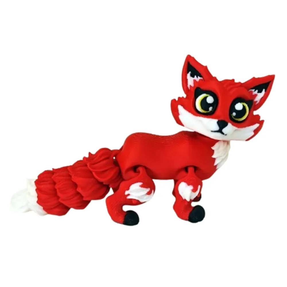 Oppgrader 3d -trykk dyrehund revefigur flerleddet bevegelig for kawaii-romdekor barnehjemstilbehør: Flekkete