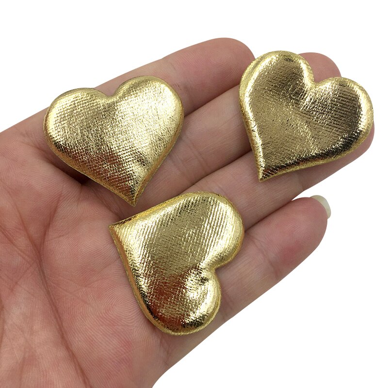 100 st guld/silver svamp vadderade hjärtprydnader pyssel barn håraccessoar material bröllopsfest dekoration utsmyckningar: Guldhjärtlappar