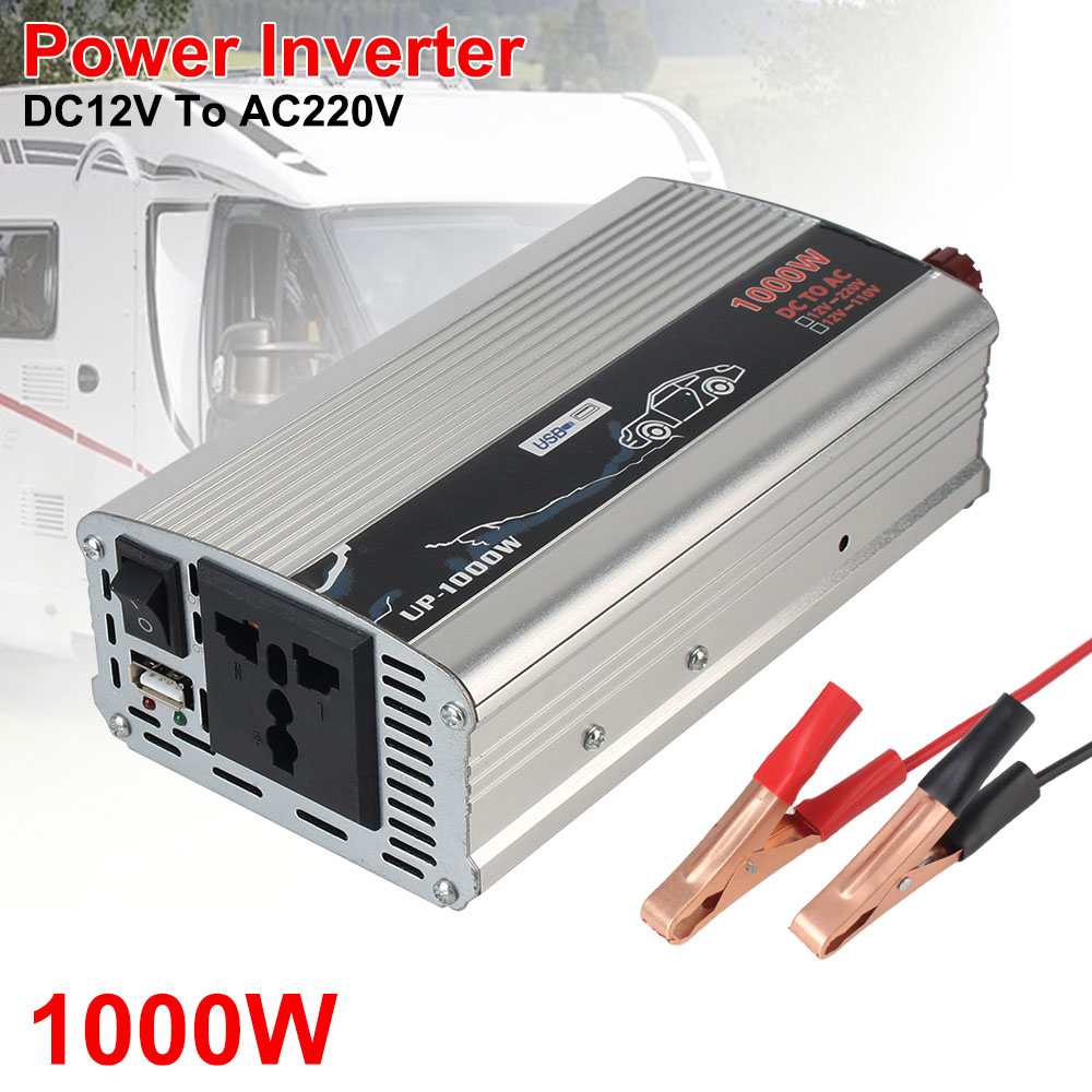 Elektronischer Spannungswandler 1000 W für Auto, Zuhause, Laptop, LKW, 12 V bis 110 V, 220 V, reiner Sinuswellen-Wechselrichter
