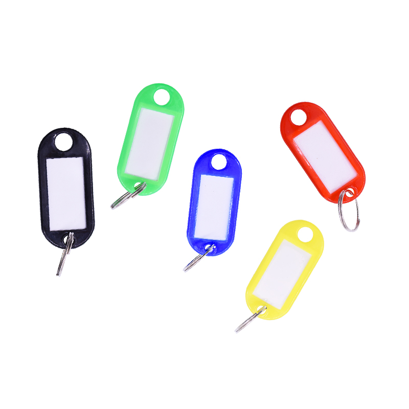 50 stk/parti nøgle id etiket tags plast nøglering nøgle tags id etiket brugerdefineret split ring bagage bagage tags nøglering nøglering nøglekort