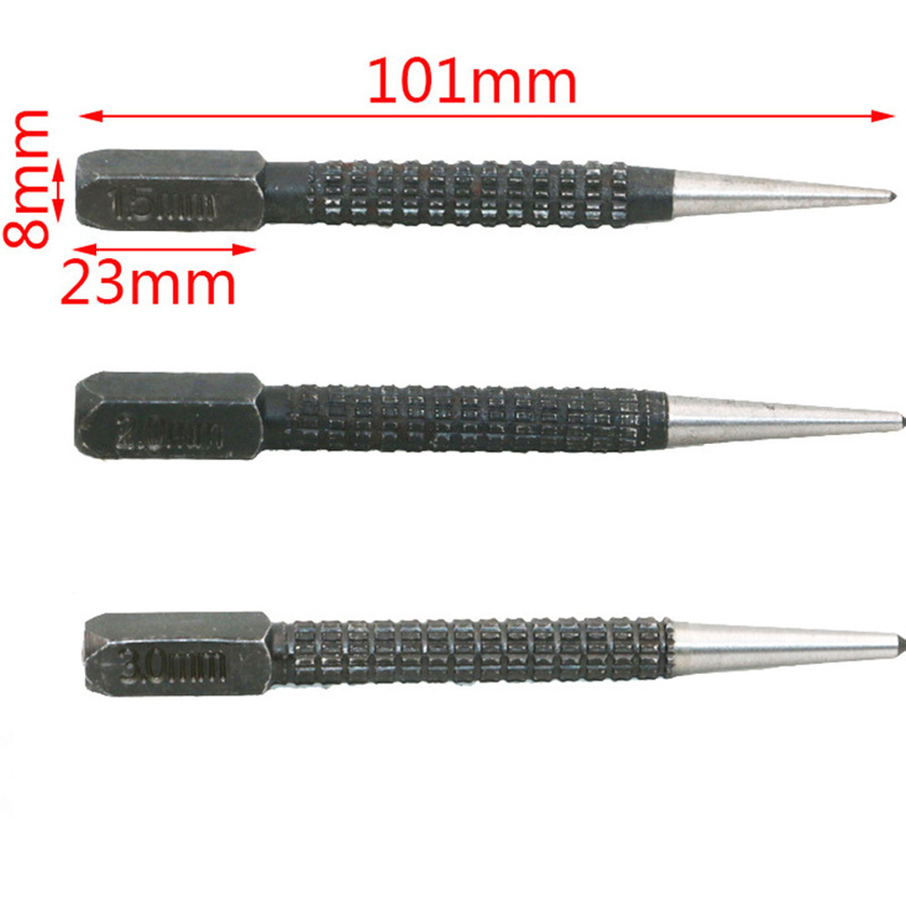 3Pcs 1.5mm/2mm/3mm Alloy Steel Center Punch Metal Wood Marking Drilling Tool brocas para metal broca madeira core for metal