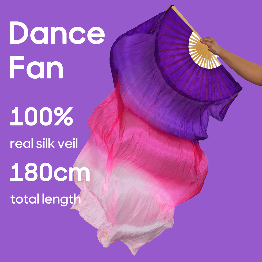 Wachlarz robić Tańca Brzucha Damski 100% Jedwab Prawdziwy Woale Składany Wachlarz Rekwizyty robić Ćwiczeń Tańca Akcesoria robić Występów Scenicznych Strój Taneczny