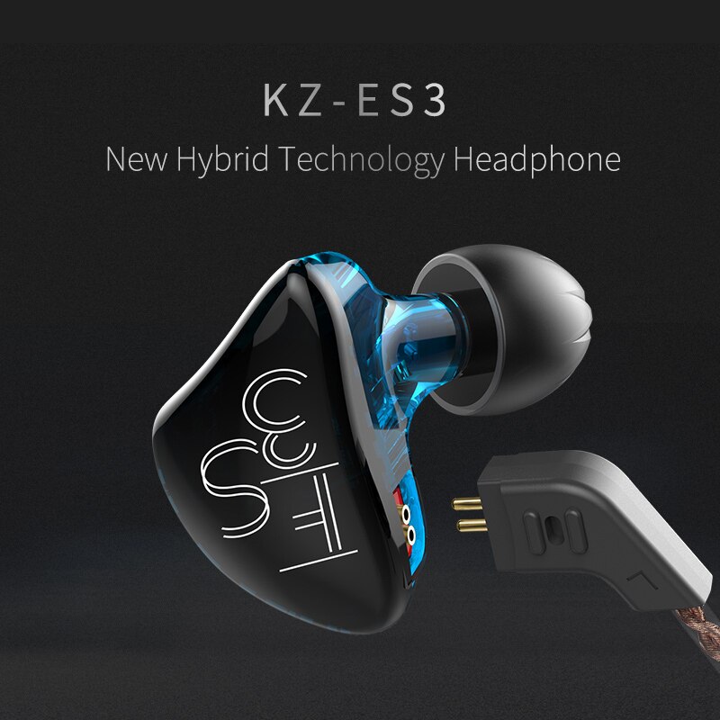 Kz  es3 1ba+1dd in-ear oortelefoon dynamische driver hifi sport ruisonderdrukkende headset vervangende kabel kz  es4 zs3 zst  zs6 as10 zsn