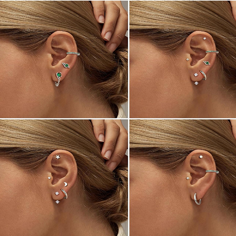 2 uds. Pendientes delicados de acero inoxidable con parte posterior plana para mujer, pendientes de cartílago de , pendientes de aro pequeños Huggie, joyería