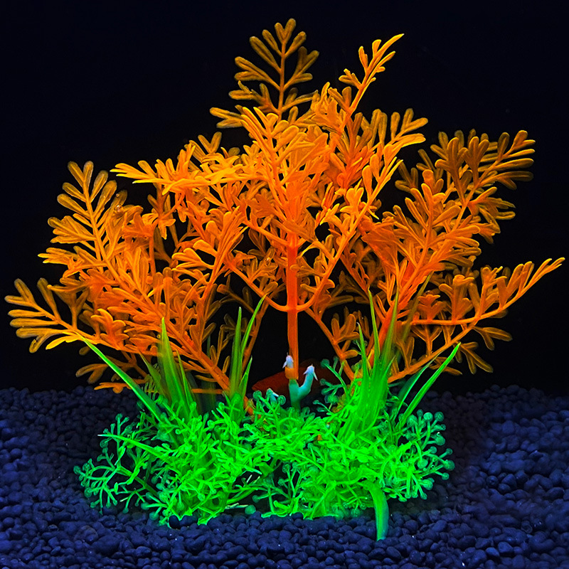 Plantas artificiales para decoración de acuario, adorno de malezas de agua, planta acuática, accesorios de decoración de césped para pecera, 14cm