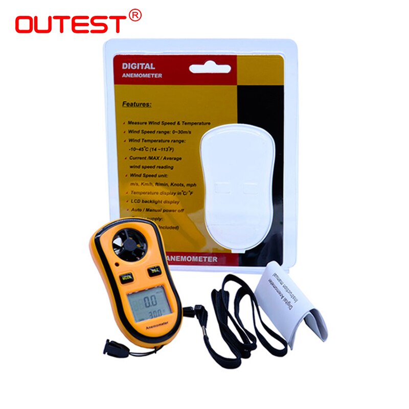 Anemómetro portátil, termómetro Anemometro GM8908, medidor de velocidad del viento, medidor de viento, 30 m/s, LCD Digital, herramienta de medición manual