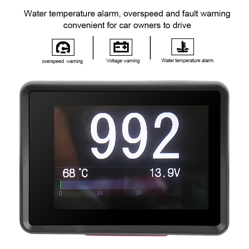 Coche OBD Multi-función medidor Digital de temperatura de voltaje de velocidad de visualización HUD reloj de coche led digital Reloj de coche accesorios de coche