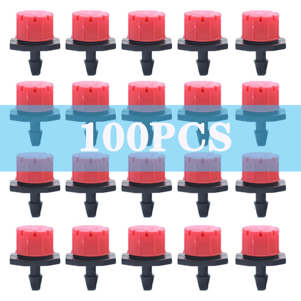 Adjustable 1/4 Irrigation Misting Dripper Sprinkler Head Hose Garden Micro Flow Drip Head Greenhouse Watering Tool for Garden: 100pcs 8-Hole Red