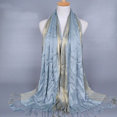 Hijab Femme Musulman Luxury Sparkly Gold Bright Silk Scarf Women Print Scarves Wraps Men Stoles Bandanas Bufanda Unisex Hombres: Gray