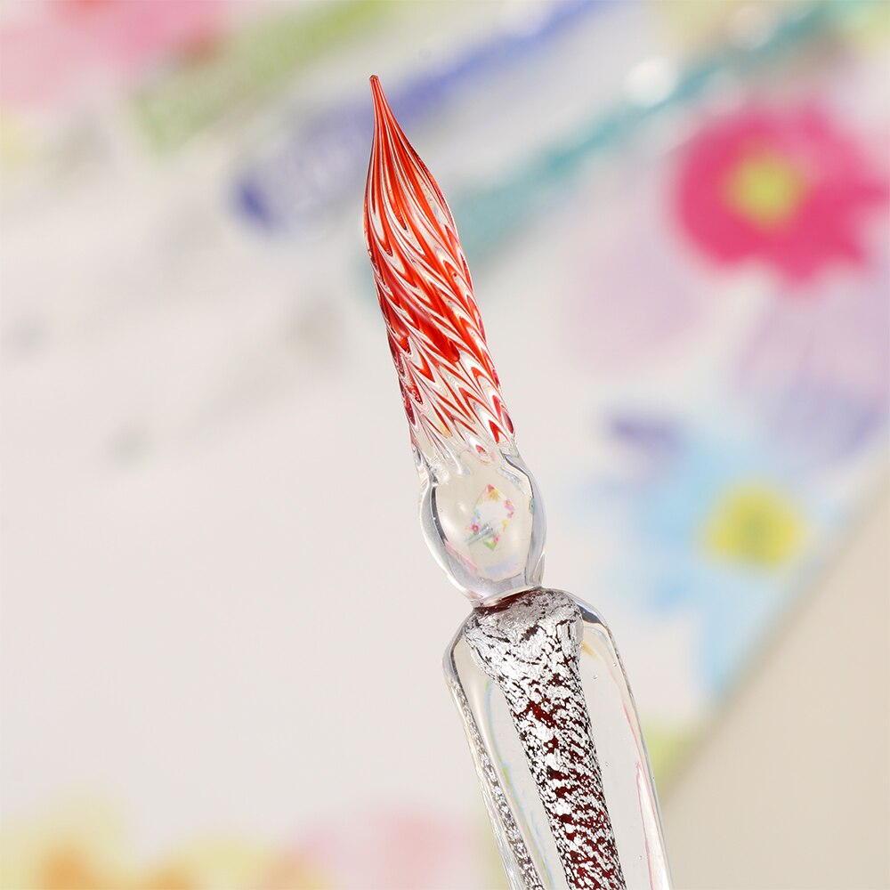 1PC Vintage Glass Dip Dipping Pen Filling Ink Signature Calligraphy Fountain Pen Writing Handmade Art Painting Supplies Tool