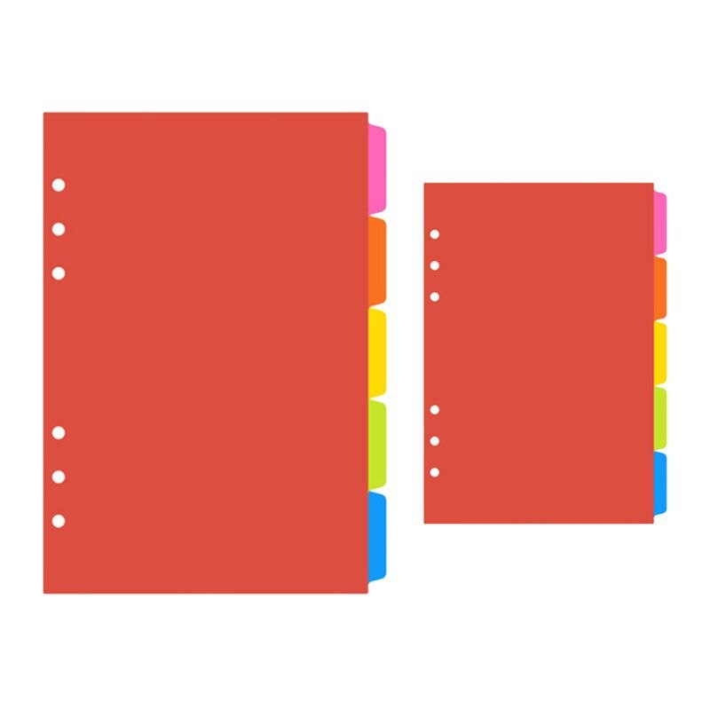 1Set A5 A6 Carpeta de hojas sueltas separador de índice PP colorido divisores de página de 6 agujeros