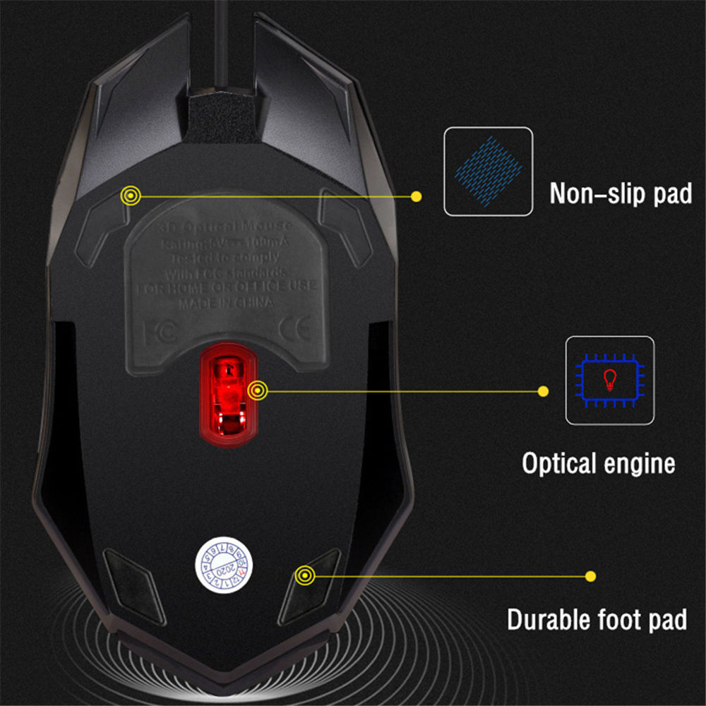 1 PC ITLY M01 Sportowa, świecąca, podświetlana diodami LED, przewodowa mysz do gier USB do komputera stacjonarnego, laptopa, komputera biurowego, mysz do gier