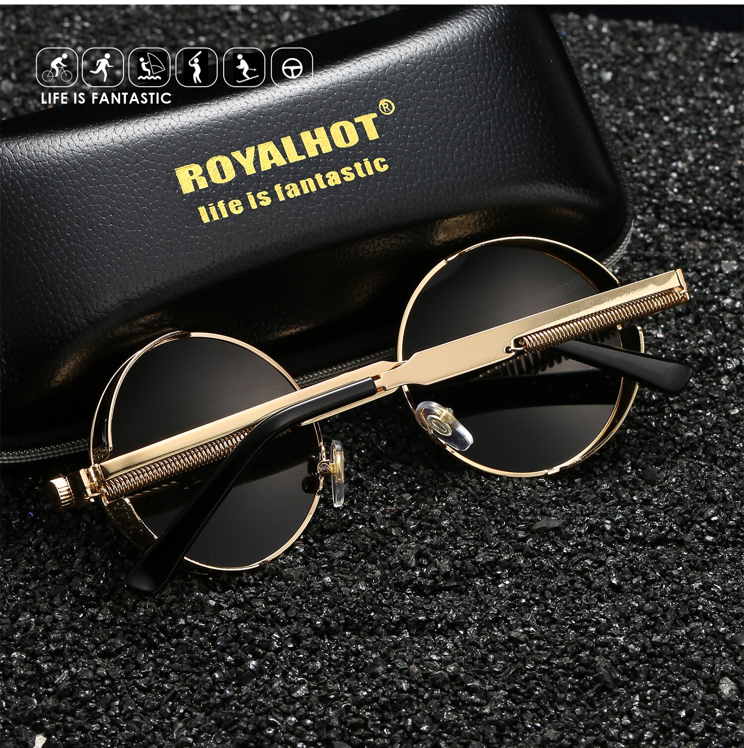 RoyalHot Mannen Vrouwen Gepolariseerde Aloy Ronde Retro Frame Zonnebril Rijden Zonnebril Shades Óculos masculino Mannelijke p1008