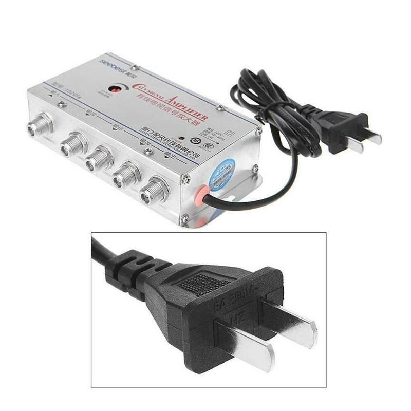US Plug CATV Signal Amplifier 4 Way CATV VCR TV Antenna Signal Amplifier Booster Splitter 30DB 45-880MHz